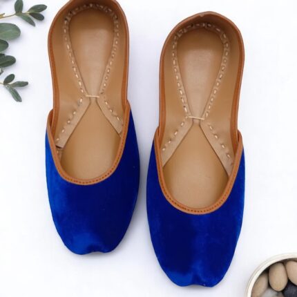 Casual Blue Velvet Khussa for Casual use