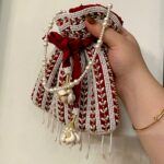 Maroon Potli With White Pearls For Her