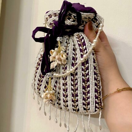 Purple Potli With White Pearls For Her