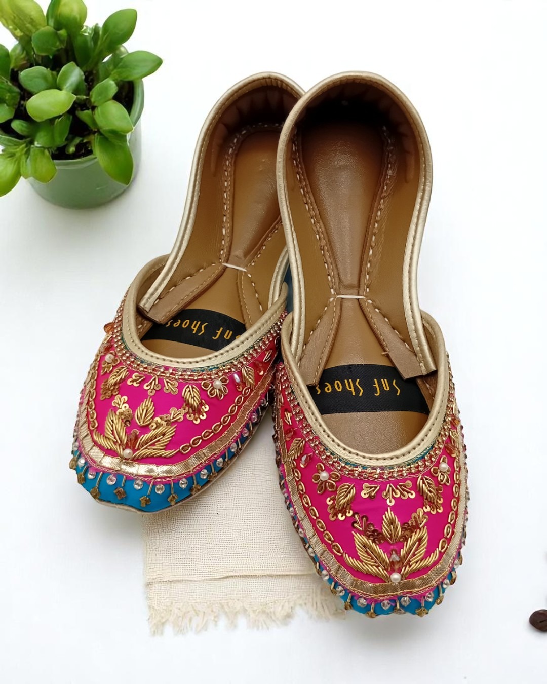 Royal Pink & Teal Khussa For Her Royal Pink & Teal Khussa For Her