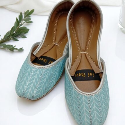 Light Blue Patterned Khussa For Her