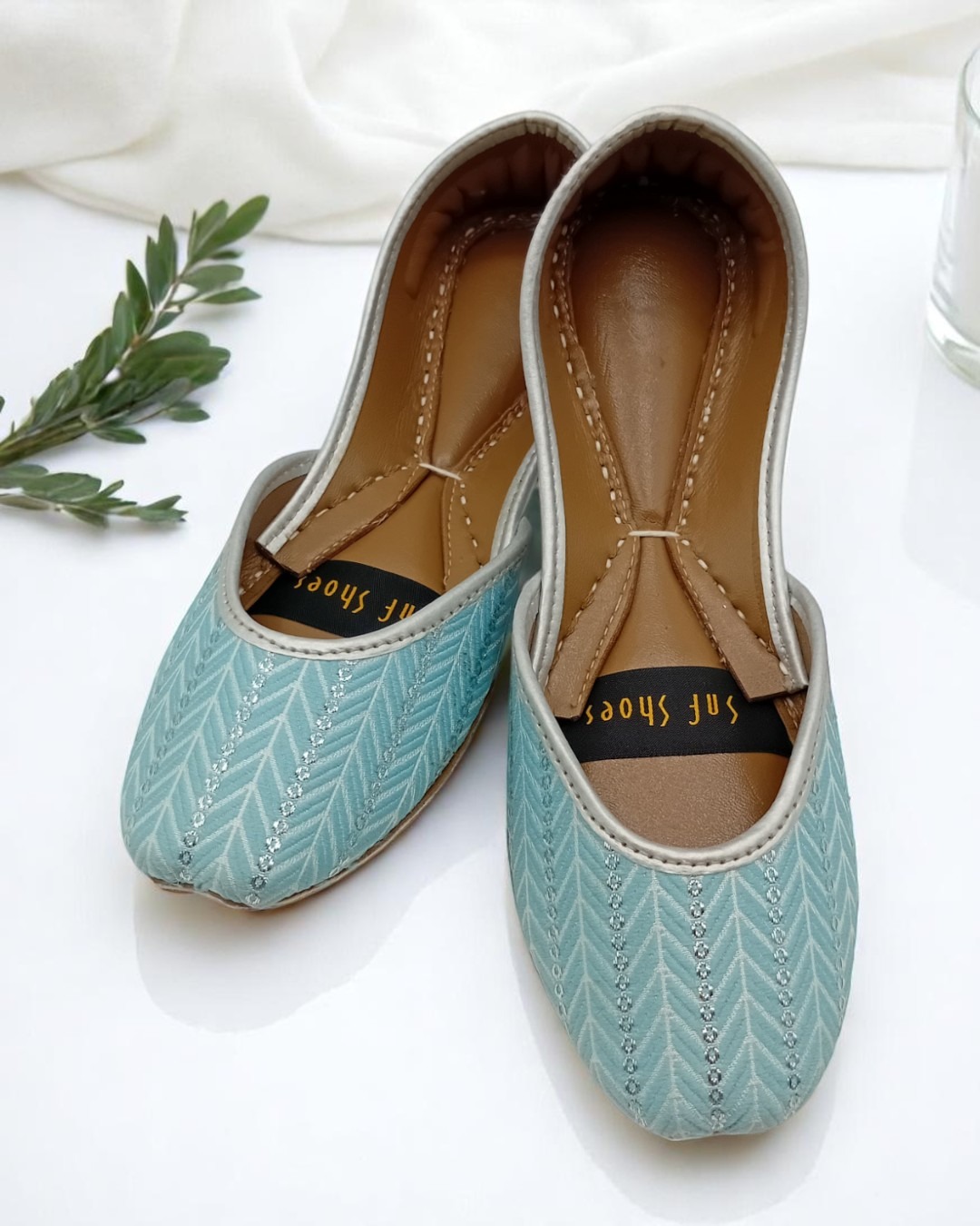 Light Blue Patterned Khussa For Her Light Blue Patterned Khussa For Her