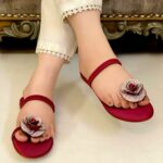 flower maroon flats for her
