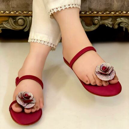 flower maroon flats for her