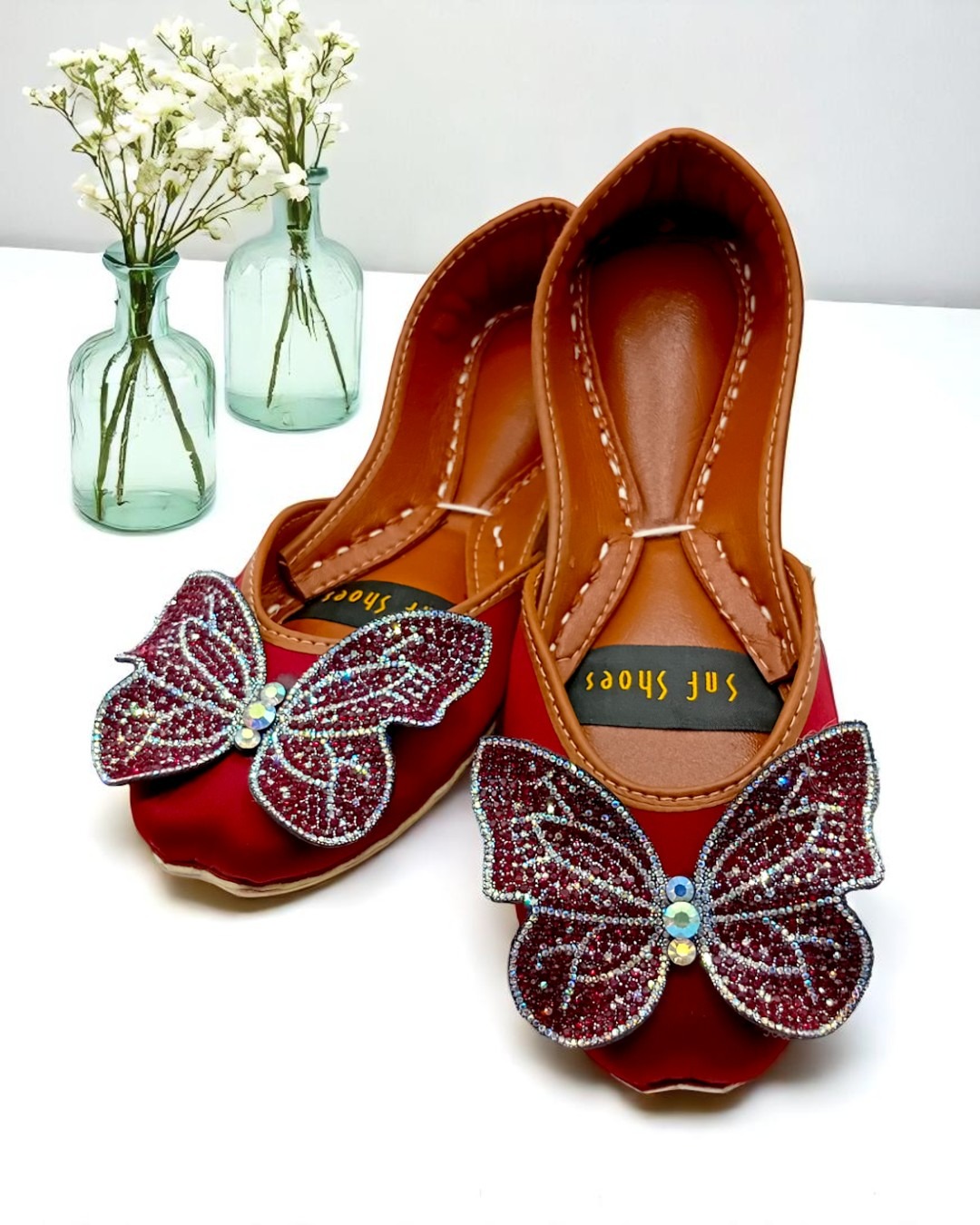 butterfly khussa in red butterfly khussa in red