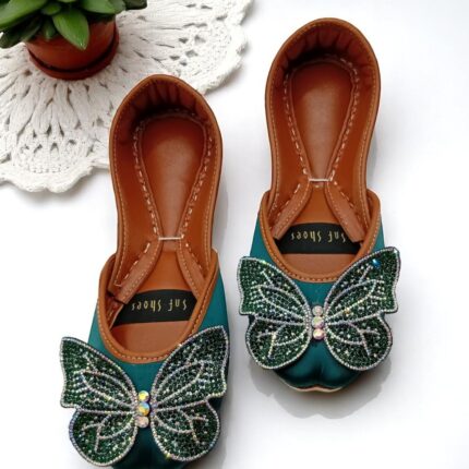 butterfly khussa in green