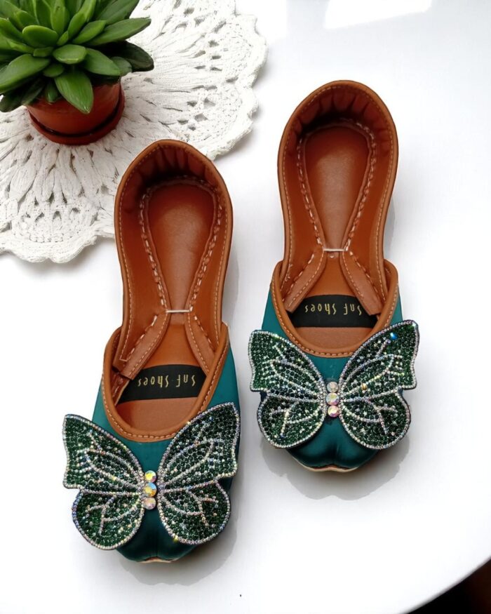 butterfly khussa in green