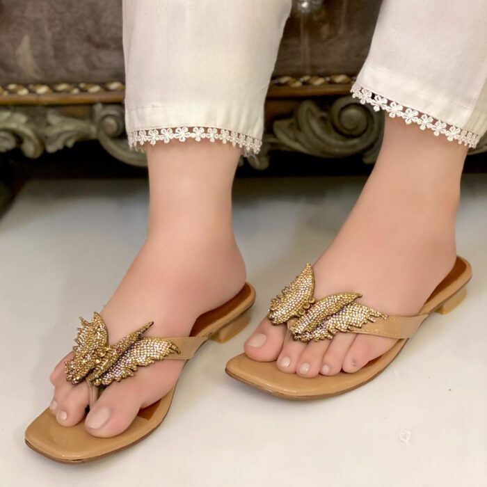 Beige Butterfly Flats For Her-3416 - Image 2