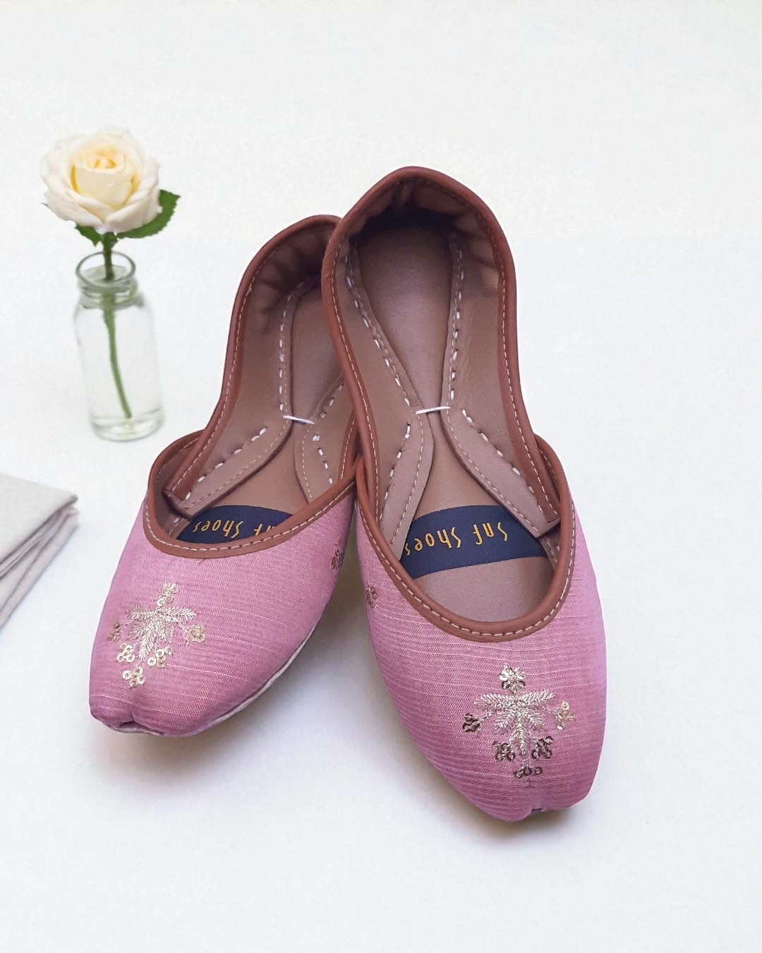 Light.pink Khussa With Golden Bunch Light.pink Khussa With Golden Bunch