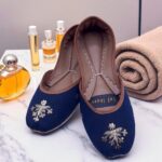 Blue Khussa With Golden Bunch-2382