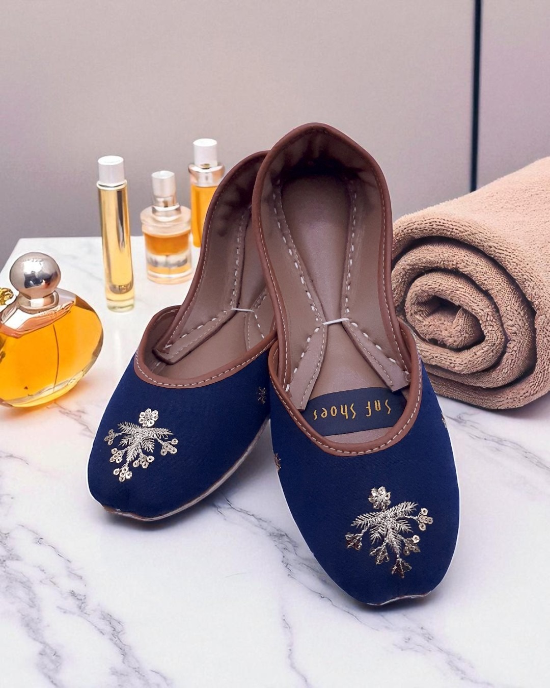 Blue Khussa With Golden Bunch-2382 Blue Khussa With Golden Bunch-2382