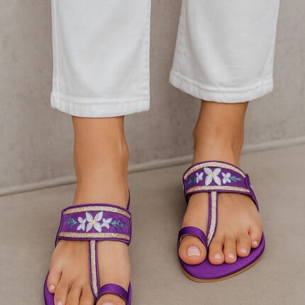 purple kolhapuri flats for her