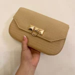 The Studded Clasp Chain Bag In Beige