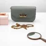 The Studded Clasp Chain Bag In Grey