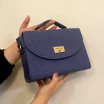 Textured Flap Bag For Her In Blue