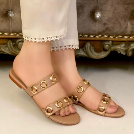 Beige flats for women by SNF