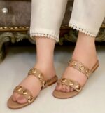 Beige flats for women by SNF