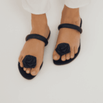 Black Flower Flats For Her-3425