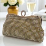 Rhinestone Romance Clutch In Golden