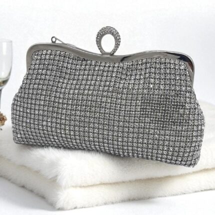 Rhinestone Romance Clutch In Silver