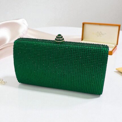 Crimson Crystal Clutch In Green