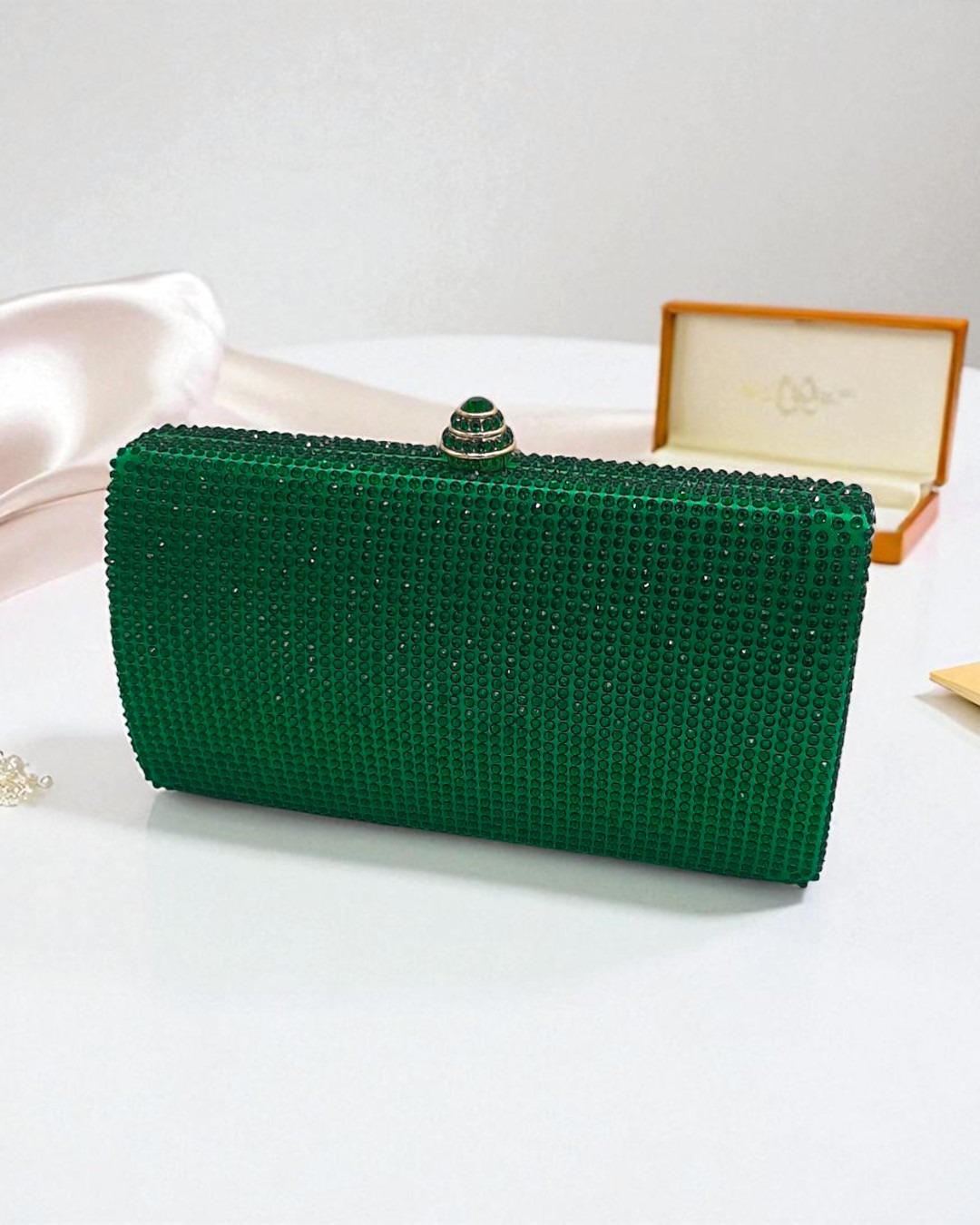 Crimson Crystal Clutch In Green Crimson Crystal Clutch In Green