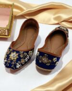 Navy Pearl & Zari Work Khussa For Her-2484