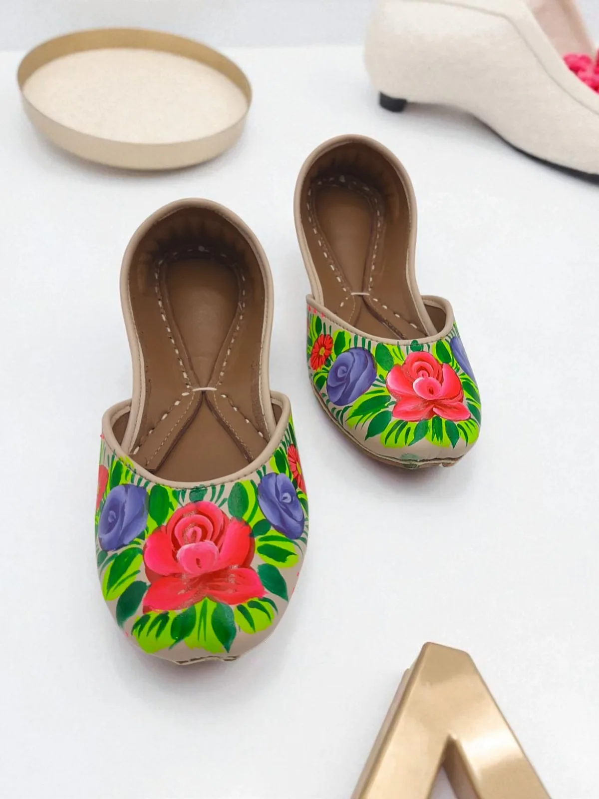 khussa-2-webp Vivid Rose Hand Painted Khussa For Her-2473 - Image 1