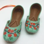 Mint Blossom Hand Painted Khussa In Sea Green -2471