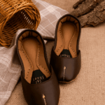 Dark Brown Khussa With Golden