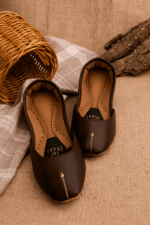 Dark Brown Khussa With Golden