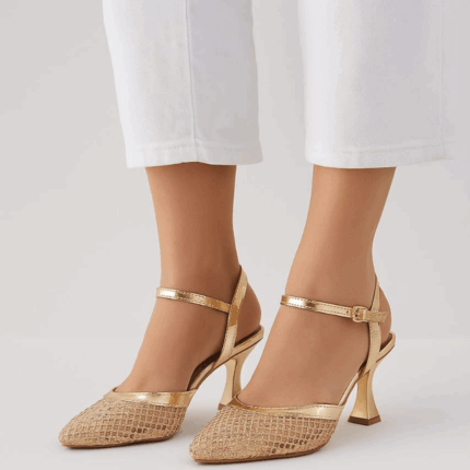Golden Pumps Heels For Her