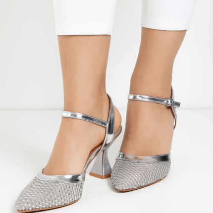 silver pumps heels for her