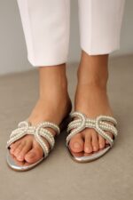 Silver Pearls Flats For Her-3428