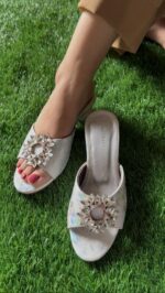 silver heels for her