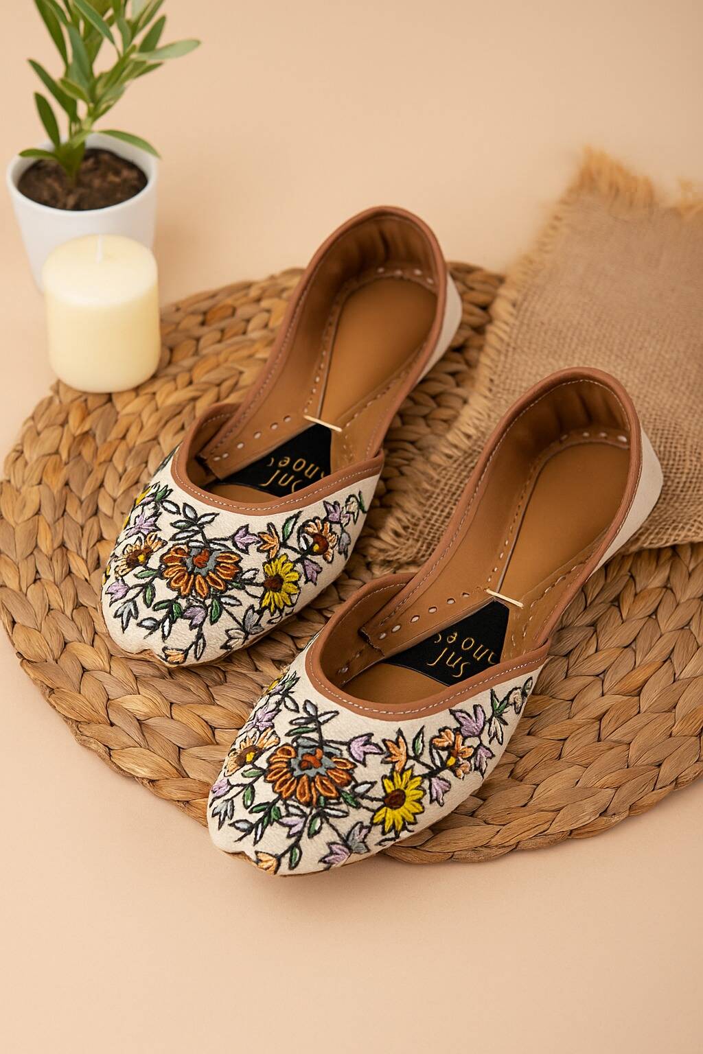 White Khussa With Multi Embroidery For Her