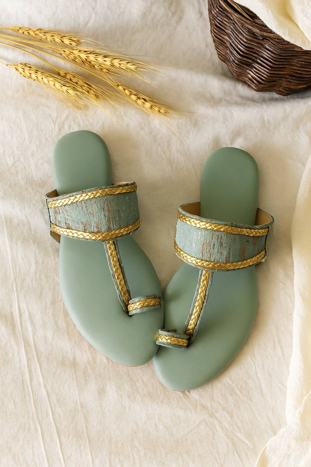 Sea Green Kolhapuri For Her Sea Green Kolhapuri For Her