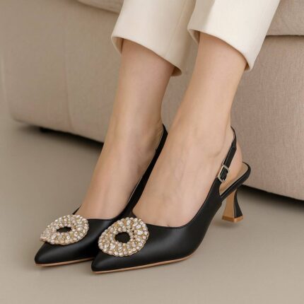 Black Slingback Heels For Her