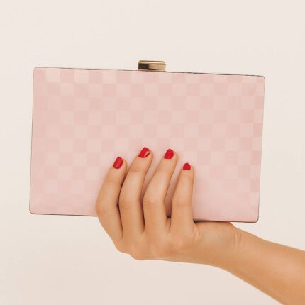 The Checkerboard Box Clutch In Light Pink