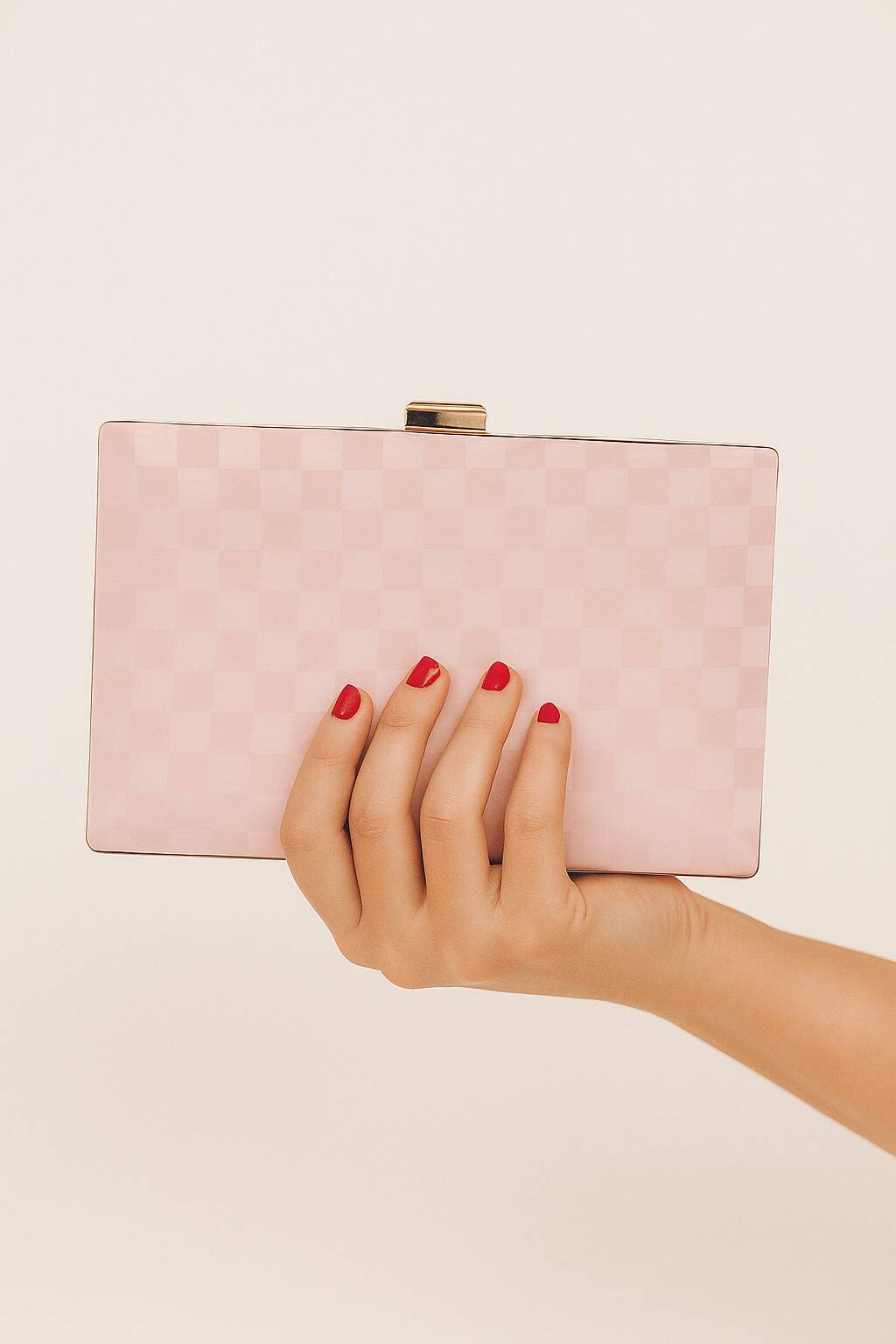 The Checkerboard Box Clutch In Light Pink The Checkerboard Box Clutch In Light Pink