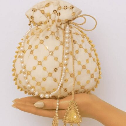 Off White Sequence Potli For Her