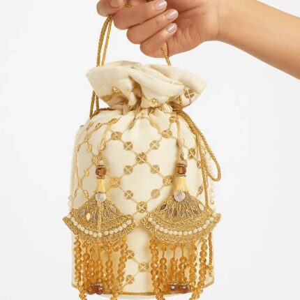 Sequin Serenade Off White Potli For Her