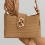 The Basketweave Beige HandBag With Long Belt