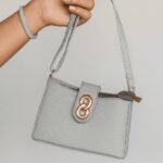 The Basketweave Grey HandBag With Long Belt