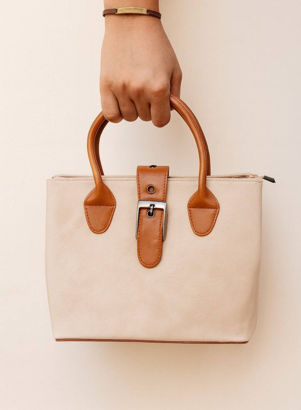 The Cream & Caramel Bag With Long Belt The Cream & Caramel Bag With Long Belt