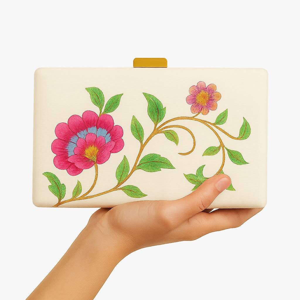 The Floral Whisper Clutch In White The Floral Whisper Clutch In White