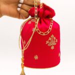 Shocking Pink Potli With Golden Bunch For Her