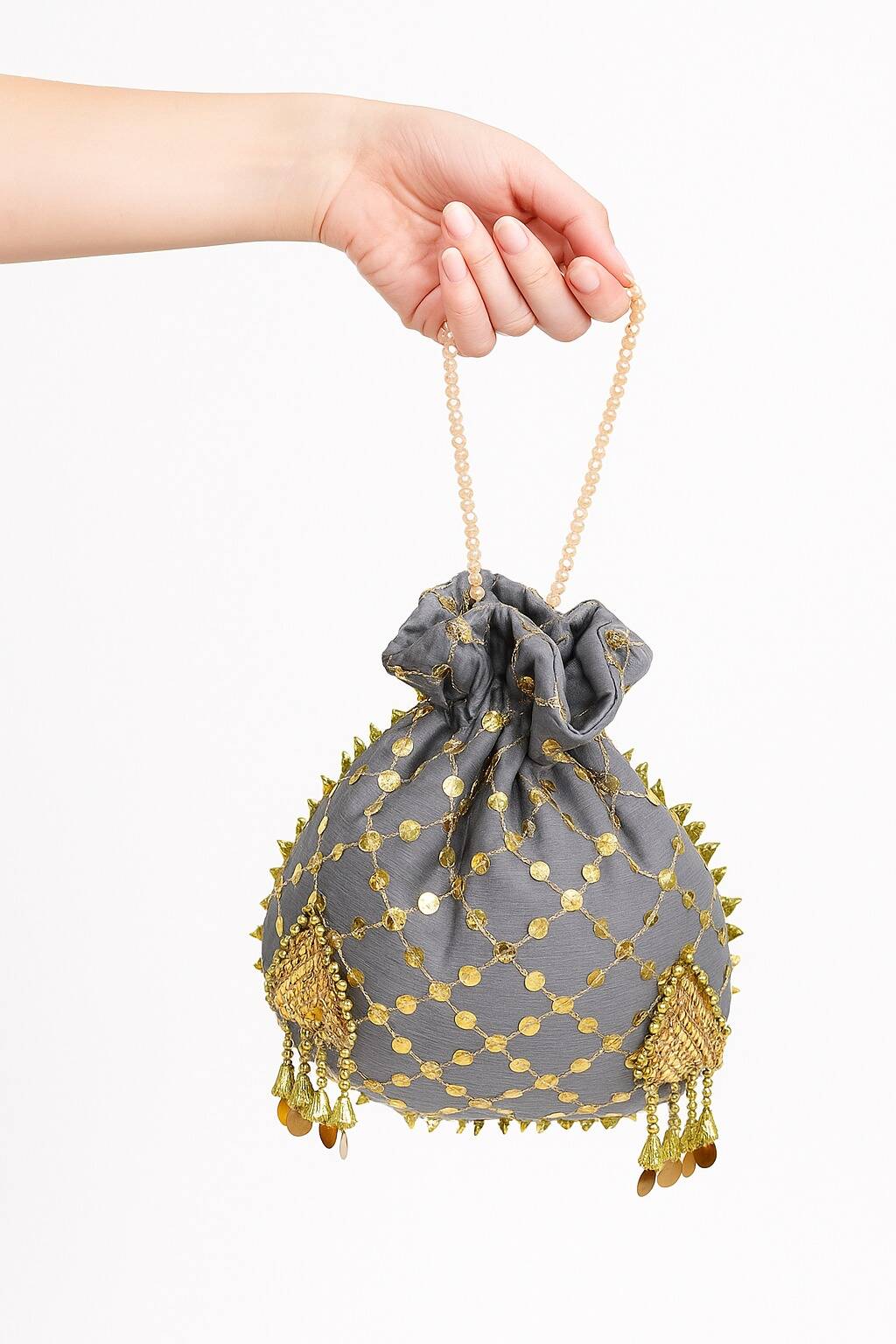 Grey Sequence Potli For Her Grey Sequence Potli For Her