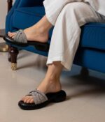 Rhinestone Cross Black Flats For Her