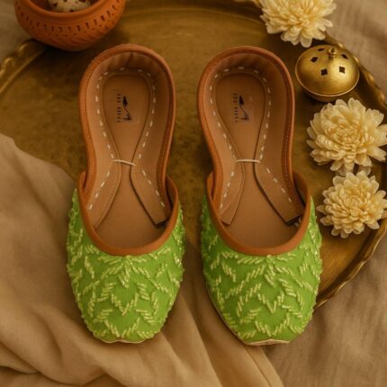 Crystal Light Green Delight Mojari-2181